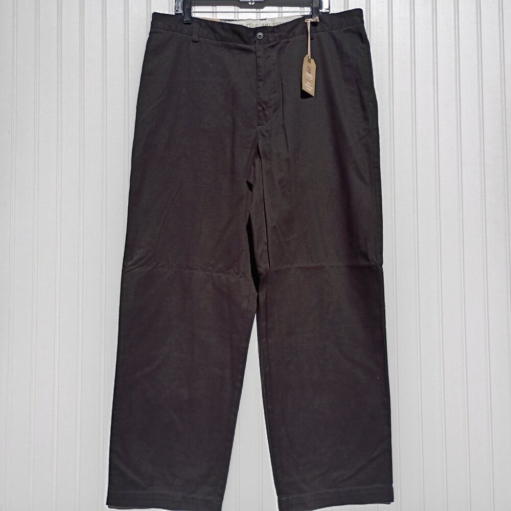 CHAPS Khaki Pants Men's 38 x 32 Black True American Chino Flat Front Chinos NWT